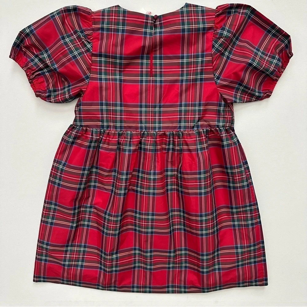VINEYARDS VINES Girl's Plaid Taffeta Puff Sleeve Dress Size M